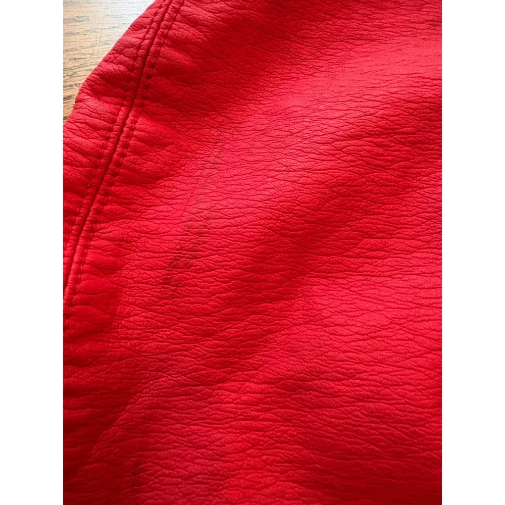 Free People Red Vegan Leather Mini Skirt Zip Front D-Ring Size 6